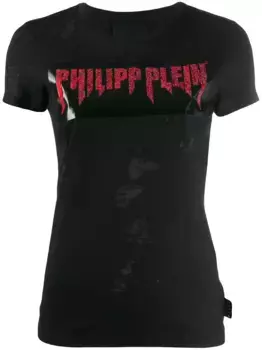 Футболка с логотипом и эффектом потертости Philipp Plein, черный