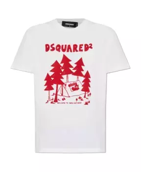 Футболка с логотипом и бархатной отделкой Dsquared2, белый