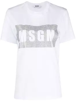 Футболка с логотипом и блестками MSGM, белый