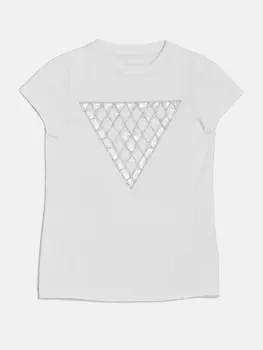 Футболка с логотипом и цепочкой со стразами (7–14) Guess Factory, цвет Pure White