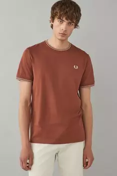 Футболка с логотипом и двумя наконечниками Fred Perry, коричневый