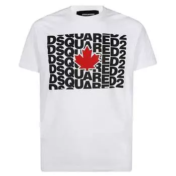 Футболка с логотипом и флагом Dsquared2, белый