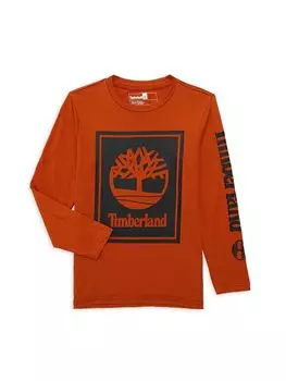 Футболка с логотипом и графическим рисунком для мальчика Timberland, цвет Umber