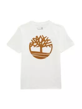 Футболка с логотипом и графическим рисунком для мальчика Timberland, цвет Snow White