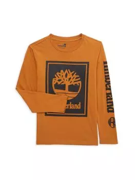 Футболка с логотипом и графическим рисунком для мальчика Timberland, цвет Wheat