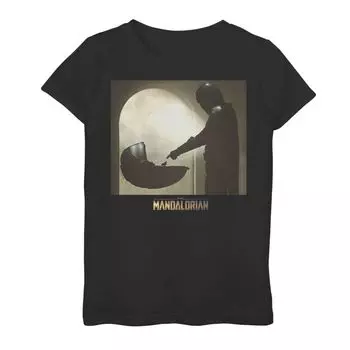 Футболка с логотипом и графическим рисунком для девочек 7–16 лет, «Звездные войны», «Мандалорец», «Дитя» и «Малышка Йода» Star Wars, черный