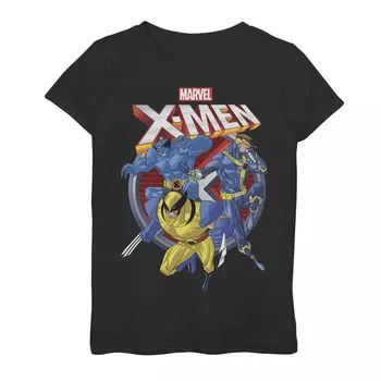 Футболка с логотипом и графическим рисунком Marvel X-Men Action Group Shot для девочек 7–16 лет Marvel