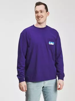 Футболка с логотипом и карманом Gap, фиолетовый