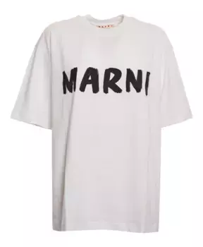 Футболка с логотипом и колье на воротнике Marni, белый