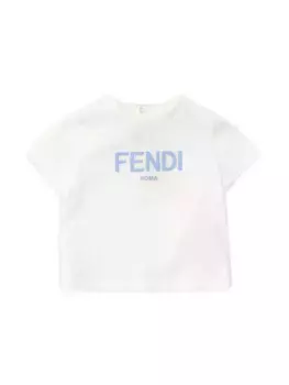 Футболка с логотипом и короткими рукавами для маленьких мальчиков Fendi, белый
