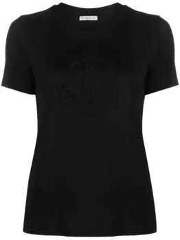 Футболка с логотипом и кристаллами MONCLER, черный