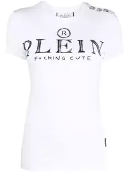 Футболка с логотипом и кристаллами Philipp Plein, белый