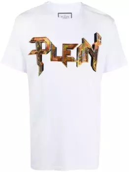 Футболка с логотипом и кристаллами Philipp Plein, белый