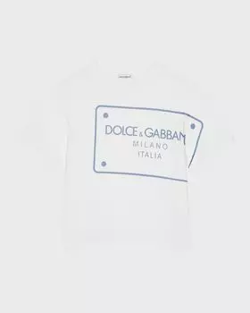 Футболка с логотипом и металлическим рисунком для мальчиков, размер 8–14 Dolce&Gabbana, цвет Opticalwht