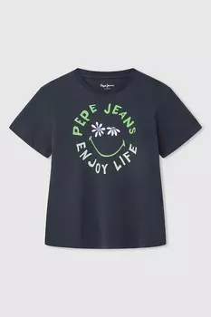 Футболка с логотипом и надписью Pepe Jeans London, зеленый