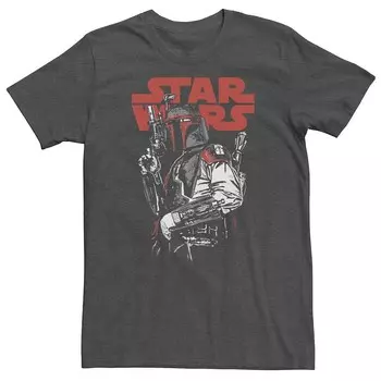 Футболка с логотипом и названием Big & Tall Star Wars Boba Fett Licensed Character, цвет Charcoal Heather