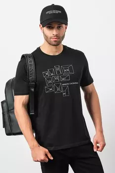 Футболка с логотипом и овальным вырезом Armani Exchange, черный