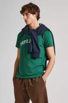 Футболка с логотипом и овальным вырезом Pepe Jeans London, зеленый