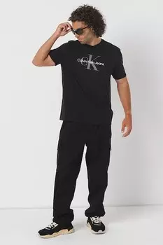 Футболка с логотипом и овальным вырезом CALVIN KLEIN JEANS, черный, белый, темно-серый