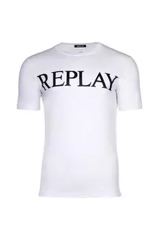 Футболка с логотипом и овальным вырезом Replay, белый