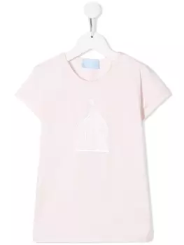 Футболка с логотипом и пайетками Lanvin Enfant, розовый