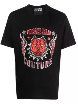 Футболка с логотипом и пайетками Versace Jeans Couture, черный