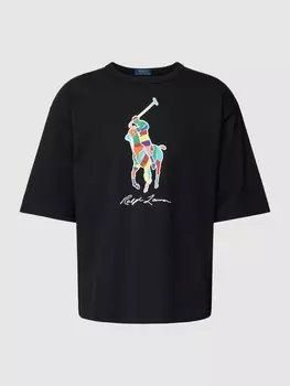 Футболка с логотипом и принтом этикетки Polo Ralph Lauren, черный