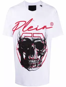 Футболка с логотипом и принтом Skull Philipp Plein, белый