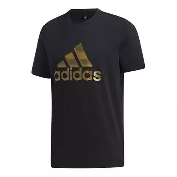 Футболка с логотипом и принтом спортивные с круглым вырезом и коротким рукавом Adidas, черный