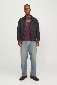 Футболка с логотипом и принтом университета Jack & Jones, фиолетовый