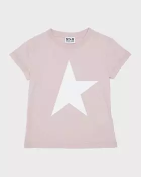 Футболка с логотипом и принтом звезд для девочек Golden Goose, цвет Pink Lavander
