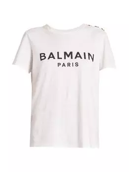 футболка с логотипом и пуговицами Balmain, белый