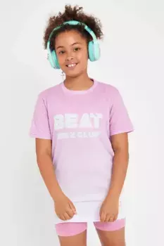 Футболка с логотипом и размытым принтом Beat Girlz Club, розовый