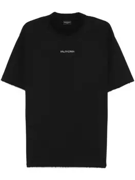 Футболка с логотипом и стразами Balenciaga, черный