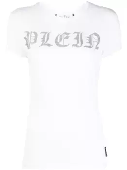 Футболка с логотипом и стразами Philipp Plein, белый