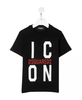 Футболка с логотипом Ikonic для подростков Dsquared2, черный
