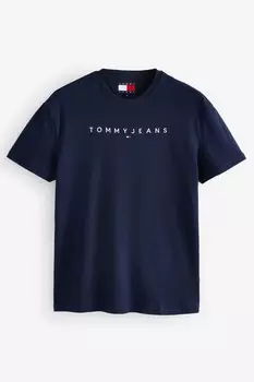 Футболка с логотипом из 100% хлопка Tommy Jeans, синий