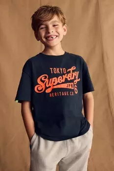 Футболка с логотипом из 100% органического хлопка Superdry, синий