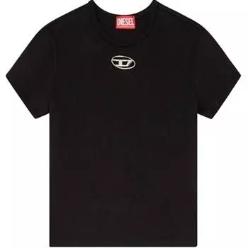 Футболка с логотипом из хлопка DIESEL, черный