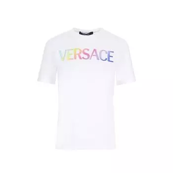 Футболка с логотипом из хлопка Versace, белый