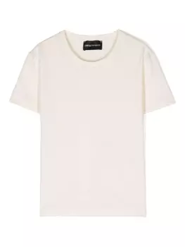 Футболка с логотипом из кристаллов Emporio Armani Kids, бежевый