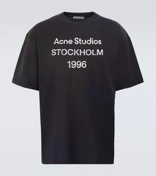 Футболка с логотипом из смесового хлопка Acne Studios, черный
