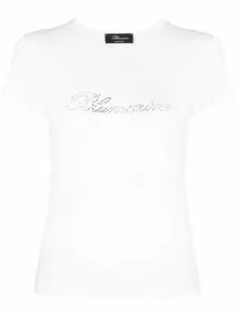 Футболка с логотипом из страз Blumarine, белый