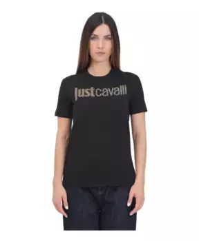 Футболка с логотипом из стразов Just Cavalli, черный