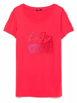 Футболка с логотипом из стразов LIU JO, красный