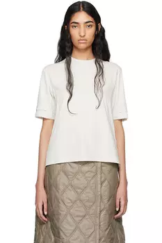 Футболка с логотипом из термонаклейки Moncler, цвет oyster mushroom