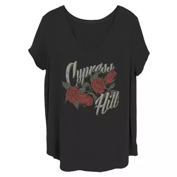 Футболка с логотипом Juniors' Plus Cypress Hill Roses и V-образным вырезом с рисунком Licensed Character
