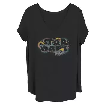 Футболка с логотипом Juniors' Plus Star Wars A New Hope Episode IV Dogfight и V-образным вырезом с рисунком Licensed Character