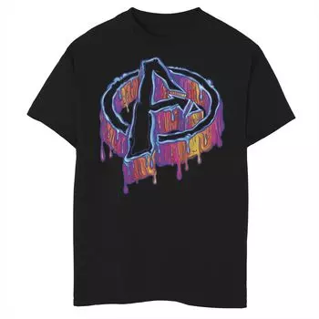 Футболка с логотипом «Капающая краска» для мальчиков 8–20 лет Marvel Avengers Marvel, черный