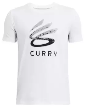 Футболка с логотипом карри для мальчиков Under Armour, цвет White/Titan Gray